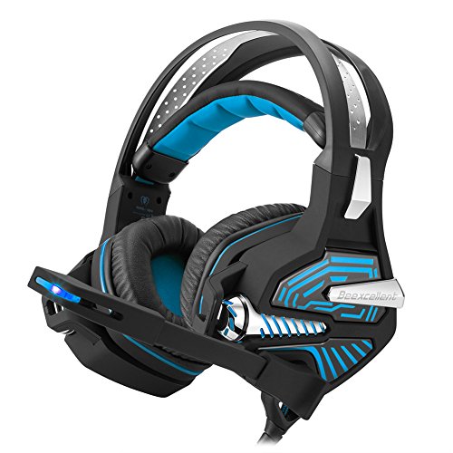 Preisvergleich Produktbild Gaming Headset mit Geräuschunterdrückung Mikrofon, 7.1 Soundtrack Cool Gaming Surround Sound Stereo Kopfhörer für PS4 PC Computer Mac Laptop Tablets
