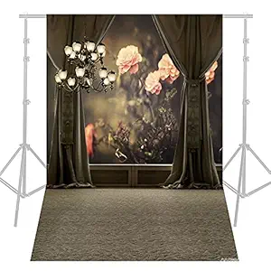 1.5 * 2.1m/5 * 7ft Palace Photography Background Chandelier Curtain Flower Wedding Backdrop Photo Studio Pros