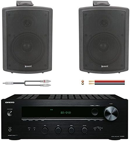 2 x 65W RMS Outdoor Speakers with Stereo Amplifier, Cable & Leads