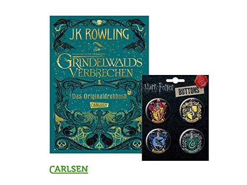 Preisvergleich Produktbild Carlsen Verlag Phantastische Tierwesen: Grindelwalds Verbrechen, das Originaldrehbuch (Gebundenes Buch) + 1. Original Harry Potter Button