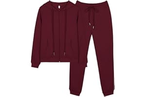 REORIA Women Zip Up Hoodie and Slim Long Pants Warm Cotton Lounge Wear Sets Two Piece Outfit Thick Long Sleeve Tracksuits Full Set Co Ord Sets With Pockets