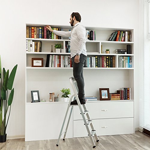 Songmics Alu Klapptritt Leiter138 x 43 x 11 cm Klappmaß GLT140 - 2
