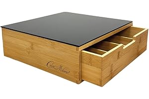 CASA MILANO Cassetto Porta Cialde o Capsule in Bamboo e Vetro 31 x 30 x 10 cm
