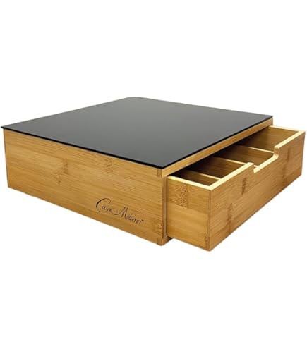 Portacapsule Per Cassetto In Legno E Vetro - Organizzatore Per Caffè E Tè | Design Moderno 30x10x30cm - Foto 3