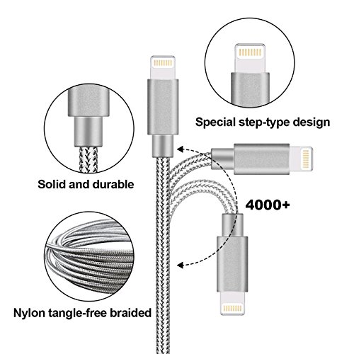 Youer C  ble iPhone 3M   Pack de 3  C  ble Lightning vers USB Chargeur iPhone en Nylon avec Aluminium Connecteur pour iPhone X 8 8 Plus 7 7 Plus 6s 6s