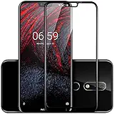 Frazil Full Glue Nokia 6.1 Plus [New Launch] Full Coverage 6D Tempered Glass, Full Edge-to-Edge 6D Screen Protector (Black)