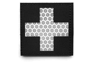 ‎OBRAMO OBRAMO Medic Reflective Patch mit Klett reflektierend Schwarz Weiß 5 x 5cm