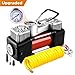 Produktbild Audew Luftkompressor Doppelzylinder Luftpumpe Reifen Inflator Tragbare Auto Reifenpumpe mit Manometer, LED-Lampe und 3 Meter Verlängerungsrohr für Auto, Fahrrad, Luftmatratze und andere Inflatables