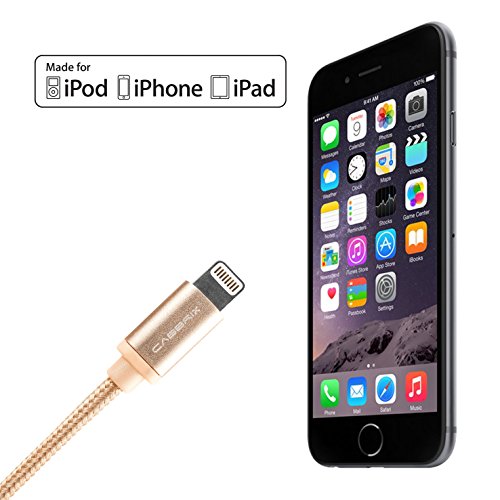 USB Kabel mit Lightning Stecker (Apple zertifiziert) Lade- und Datenkabel für iPhone 5 5C 6S 7 Plus SE iPad mini 3 4 Pro Air 2 – 1,8 m von CABBRIX (gold) - 5