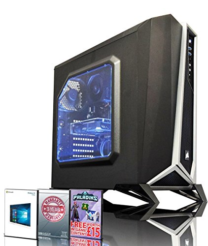 ADMI Alpha-1 Gaming PC: AMD FX-6350 Six Core 4.20GHz Turbo CPU, NVIDIA GTX 1050 Ti 4GB HDMI Graphics Card, 8GB 1600MHz DDR3 RAM, Seagate 1TB Hybrid Hard Drive + SSD (SSHD), HDMI 1080p, USB 3.0, 150Mbps WiFi, Corsair SPEC-ALPHA White LED Gaming Case, Pre-Installed with Windows 10