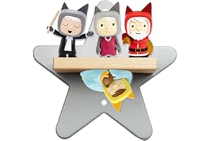 ‎CYEEHXIN Cyeehxin Magnetisches Regal für Toniebox Tonie Figuren (Sterne Design) - Holzregal Kinder Wandregal für Kinder Baby Zimmer