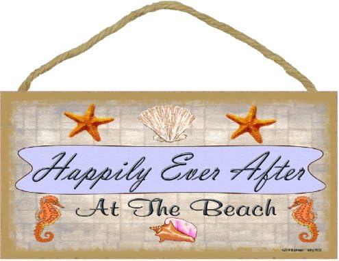 Blackwater Trading Happily Ever After At the Beach Wall Ocean Seashell Decor Sign Plaque 5"x10"