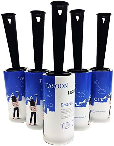 60 Sheet Lint Roller - 5 Pack Fluff Roller removes animal hairs, dust and fluff from garments, furniture and car seats