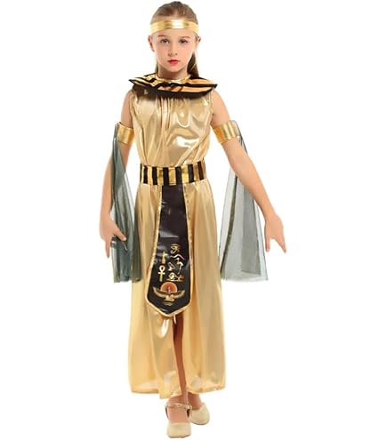 Atosa Costume Uomo Faraone Osiride - Re D'Egitto Con Tunica, Copricapo Dorato, Cintura E Collare - Taglia XS/S