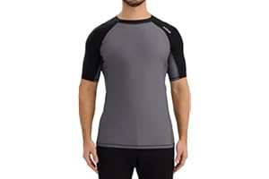 SURFEASY Men's Short Sleeve Rash Vest Swim Shirt, UPF 50+ Sun Protection Quick Dry Rashguard
