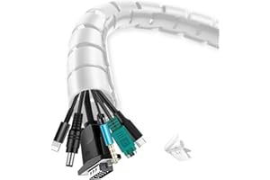 Tuleja do porządkowania kablami shinfly 3m tulejka z zaciskiem prowadzącym przewód, ∅0.63"/16mm+∅0.87"/22mm do porządkowania kabli do telewizora PC Dom, blanc