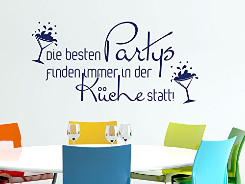 Wandtattoo Wandaufkleber Tattoo Sprüche für Küche Die besten Partys Glas (81x40cm // 063 lindgrün)