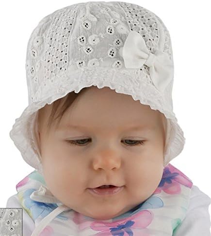 Baby Girl Sun Hat Summer Occasion Christening Baptism Holiday Peak Cap 0 2 3 6 9 12 months 100% Cotton Hat (Newborn, Ecru)