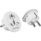 GRIFEMA Universal Travel Adapter to EU, Pack of 2 | 4000W, high power for Type C, E, F sockets in Spain, France and Germany