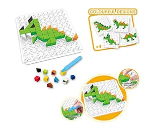 Popsugar 4 in 1 Mini Dinosaur Toy Brick Puzzle Series for Kids | Educational, Creativity, Learn Animals