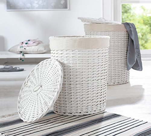 Weißer Wäschekorb, rund, 2er Set - 3