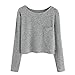 Produktbild Sunday_Sweatshirt Langarmshirt Damen Wollpullover Kurz Oberteil T-Shirt Langarm Rundhals Beiläufig Jumper Freizeit Basic Bluse Shirt