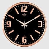 Galaxy Premium Serisi Metal &Ccedil;er&ccedil;eveli Kabartma Rakamlı Bombe Camlı 35 CM Duvar Saati Bakır -Siyah
