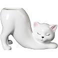 Alpine Corporation Katzen-Übertopf Ohne Pflanze – Mit Ablaufloch, 20x13x13 Cm, Aus Polyresin