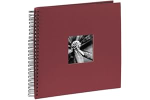 ‎HAMA Hama Fotoalbum Jumbo 36x32 cm (Spiral-Album mit 50 schwarzen Seiten, Fotobuch mit Pergamin-Trennblättern, Album zum Einkleben und Selbstgestalten) Bordeaux