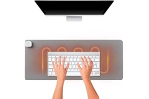 Lotvic Tapis de Souris Chauffant, Tapis de Bureau Multifonctionnel, Tapis de Clavier Souris Chauffant, Tapis de Souris Grand, Sous Main Bureau, Tapis de Portable avec Fonction Chauffage,80x33cm (Gris)