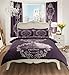 Think-Louder New Luxury Modern Paris Script Quilt Cover Duvet with Pillow Cases Purple Aubergine Super King