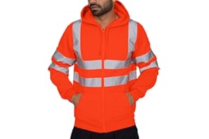 ZYUEER Pull Visibilité Sweatshirt Col Haut Sweat Homme Uni DéContracté Manche Longue avec Capuche Extensible Zip Contraste Devant Pullover Blouson Tops Mode