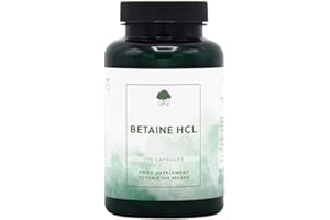 Betaine Hydrochloride (HCl) with Pepsin - 440mg Betaine per Capsule - 120 Vegan Capsules - Non-GMO, Made in The UK by G&G Vitamins