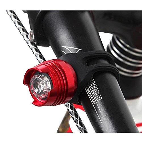 Lmeno Wasserdicht Fahrradlampe Rücklicht Rückleuchte LED Fahrrad Licht Fahrradbeleuchtung Helmlicht Warnlicht Leuchtmittel Lampen Set Beleuchtung aus Aluminum Gehäuse mit Akku Rot/Weiß Licht (Blau/Rot/Schwarz/Gold/Silber) - 2
