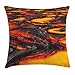 Produktbild GONIESA Volcano Throw Pillow Cushion Cover, Large Molten Lava Vibrant Colored Hot Flowing Magma Image Cracked Burning Earth, Decorative Square Accent Pillow Case, 18 X 18 inches, Orange Yellow