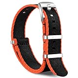 OLLREAR Unisex Nylon Uhrenarmbänder Edelstahl Silberne Schnalle 20mm Black&Orange