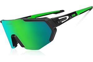 Queshark Polarizzati Anti-UV con 3 Lenti Occhiali da Ciclismo Bici MTB Intercambiabili per Sport Uomo Donna Guida Pesca Golf Baseball Corsa