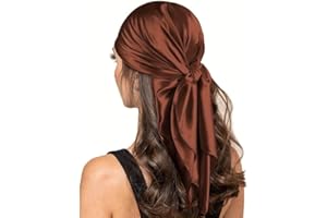 SHOES LANE Satin Silk Shiny Plain Solid Colours Large Square Plain Head Neck Scarf Wrap 90 X 90 cm Scarves Bandanas Women Shiny Large Soft Lightweight Sleeping Headscarf for Ladies Girls Hair Decor