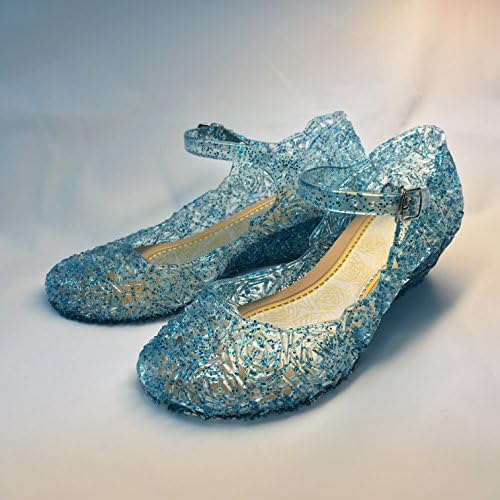 Princess Dress up Glass Jelly Shoes -- Fancy Dress Costume Accessories for Party Outfit (Size 33, insole length 19cm, Blue)