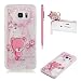Produktbild für Samsung Galaxy S7 Edge Hülle,SKYXD Glitzer Flüssig Wasser Kreativ Design Weiche Silikon Gel Gummi [Nicht Hard Case] Brillianter Leichtes Glatt Schutzhülle mit [Handyanhänger + Eingabestifte] Handy Tasche Hülle Etui für Samsung Galaxy S7 Edge Soft Shine Bling Glitter Liquid Water Folie Case Back Cover With Touch Pen Dust Plug - Pink Treibsand Herz Sparkle mit Bär Muster
