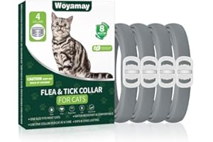Woyamay Collare Antiparassitario Per Gatti, 4 Pezzi Collare Antipulci Gatto, Protezione di 32 Mesi per Gatti, Antipulci Gatto Regolabili e Impermeabili, Comodo e Leggero per Gatti di Tutte le Taglie