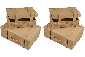 Creativ 263990 Papier Mache Mini Vintage Suitcases 2 pc / 1 Set, Beige