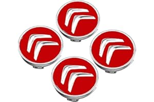 FGXBD 4 Pièces 60mm Alliage Auto Cache Moyeux Capuchons pour Citroen Xsara C3 C4 C5 C6 DS DS3 DS4 DS5 DS6, Antirouille Jante Centre Badge D'emblème Accessoires,Red