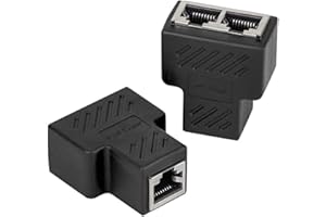 2 Pack LAN Splitter & Verteiler, VANDESAIL LAN Splitter 1 Auf 2, RJ45 Splitter LAN Switch 2Port, Ethernet Splitter Netzwerk Verlängerungen Adapter, Black
