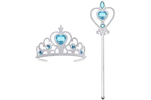 Vicloon ELSA Prinzessin Verkleiden,Eiskönigin Krone und Zauberstab ELSA Dress Up Zubehör Set für Party, Cosplay