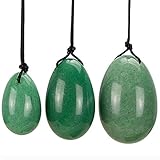 Yiwa Kegel Balls 3Pcs Natural Green Aventurine Jade Egg for Kegel Exercise Pelvic Floor Muscle Vaginal Exerciser Drilled Yoni Egg Ben Wa Ball