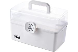 HGIFTHOMEH Multifunktionaler Medizinschrank mit Aufbewahrungsboxen und Organizer: Perfekt für Werkzeuge, Bastelmaterial und Erste-Hilfe-Ausstattung Plastic Storage Box (Weiß 30cm)