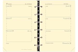 Quo Vadis - Wkład organizera - 2024-2025 - Timer 14 poziomy - Semainier poziomy - Francuski - 16 miesięcy od września do grudnia - 8x12,5 cm - Papier Clairefontaine Ivory - Wyprodukowano we Francji