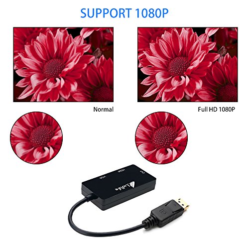 Displayport zu HDMI / DVI / VGA Lidlife M0401 DisplayPort Stecker auf Buchse 3-in-1 Adapter Konverter Kabel - 9