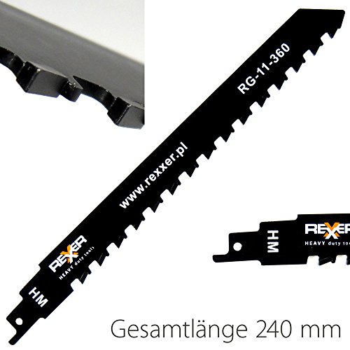 Rexxer HM Säbelsägeblätter (3 Stück Set) zum Sägen in Ziegelstein, Porenbeton, Mauerstein, Zementstoffe Special for Brick - 2